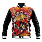 Sturt's Desert Pea And Emu Australia Baseball Jacket Uluru Aboriginal Art