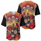 Sturt's Desert Pea And Emu Australia Baseball Jersey Uluru Aboriginal Art