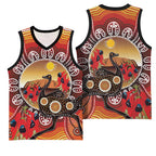 Sturt's Desert Pea And Emu Australia Basketball Jersey Uluru Aboriginal Art - Aussie Hoodie