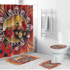 Sturt's Desert Pea And Emu Australia Bathroom Set Uluru Aboriginal Art - Aussie Hoodie