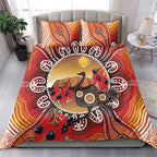 Sturt's Desert Pea And Emu Australia Bedding Set Uluru Aboriginal Art