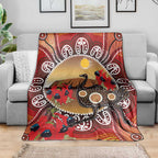 Sturt's Desert Pea And Emu Australia Blanket Uluru Aboriginal Art