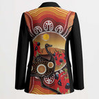 Sturt's Desert Pea And Emu Australia Blazer Uluru Aboriginal Art - Aussie Hoodie