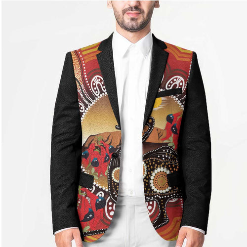 Sturt's Desert Pea And Emu Australia Blazer Uluru Aboriginal Art - Aussie Hoodie