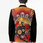 Sturt's Desert Pea And Emu Australia Blazer Uluru Aboriginal Art - Aussie Hoodie