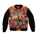 Sturt's Desert Pea And Emu Australia Bomber Jacket Uluru Aboriginal Art