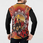 Sturt's Desert Pea And Emu Australia Button Sweatshirt Uluru Aboriginal Art