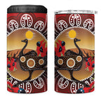 Sturt's Desert Pea And Emu Australia 4 in 1 Can Cooler Tumbler Uluru Aboriginal Art
