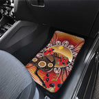 Sturt's Desert Pea And Emu Australia Car Mats Uluru Aboriginal Art