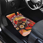 Sturt's Desert Pea And Emu Australia Car Mats Uluru Aboriginal Art