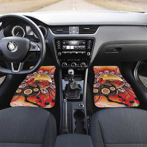 Sturt's Desert Pea And Emu Australia Car Mats Uluru Aboriginal Art