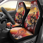 Sturt's Desert Pea And Emu Australia Car Seat Cover Uluru Aboriginal Art