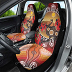 Sturt's Desert Pea And Emu Australia Car Seat Cover Uluru Aboriginal Art