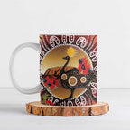 Sturt's Desert Pea And Emu Australia Ceramic Mug Uluru Aboriginal Art - Aussie Hoodie
