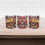 Sturt's Desert Pea And Emu Australia Ceramic Mug Uluru Aboriginal Art - Aussie Hoodie