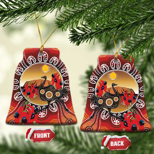 Sturt's Desert Pea And Emu Australia Ceramic Ornament Uluru - Aboriginal Art