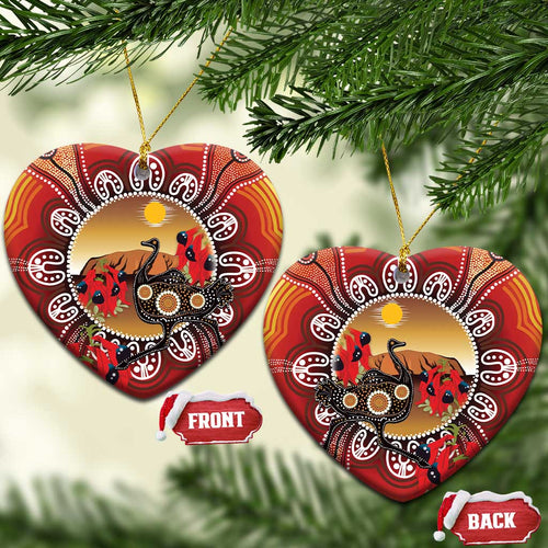 Sturt's Desert Pea And Emu Australia Ceramic Ornament Uluru - Aboriginal Art