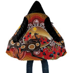 Sturt's Desert Pea And Emu Australia Cloak Uluru Aboriginal Art - Aussie Hoodie