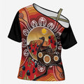 Sturt's Desert Pea And Emu Australia Cross Shoulder Shirt Uluru Aboriginal Art - Aussie Hoodie