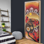 Sturt's Desert Pea And Emu Australia Door Cover Uluru Aboriginal Art - Aussie Hoodie