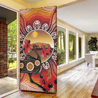 Sturt's Desert Pea And Emu Australia Door Cover Uluru Aboriginal Art - Aussie Hoodie