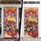 Sturt's Desert Pea And Emu Australia Door Cover Uluru Aboriginal Art - Aussie Hoodie