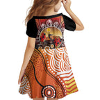 Sturt's Desert Pea And Emu Australia Family Matching Off Shoulder Maxi Dress and Hawaiian Shirt Uluru Aboriginal Art