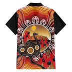 Sturt's Desert Pea And Emu Australia Family Matching Puletasi and Hawaiian Shirt Uluru Aboriginal Art