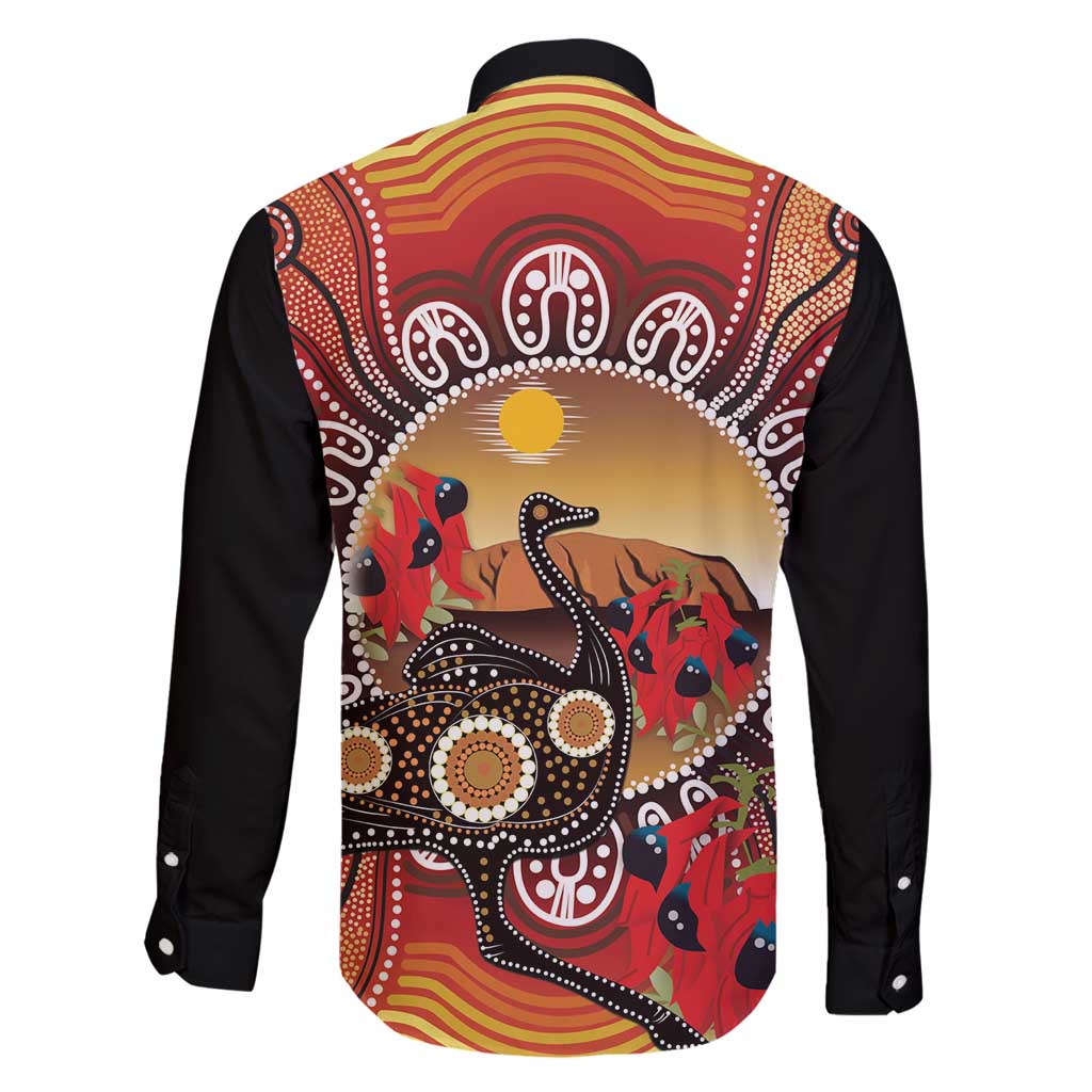 Sturt's Desert Pea And Emu Australia Family Matching Tank Maxi Dress and Hawaiian Shirt Uluru Aboriginal Art