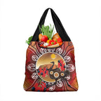 Sturt's Desert Pea And Emu Australia Grocery Bag Uluru Aboriginal Art