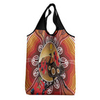 Sturt's Desert Pea And Emu Australia Grocery Bag Uluru Aboriginal Art