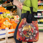 Sturt's Desert Pea And Emu Australia Grocery Bag Uluru Aboriginal Art