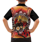 Sturt's Desert Pea And Emu Australia Hawaiian Shirt Uluru Aboriginal Art