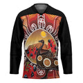 Sturt's Desert Pea And Emu Australia Hockey Jersey Uluru Aboriginal Art - Aussie Hoodie