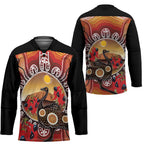 Sturt's Desert Pea And Emu Australia Hockey Jersey Uluru Aboriginal Art - Aussie Hoodie
