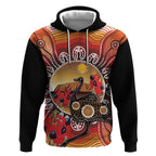 Sturt's Desert Pea And Emu Australia Hoodie Uluru Aboriginal Art