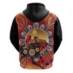 Sturt's Desert Pea And Emu Australia Hoodie Uluru Aboriginal Art