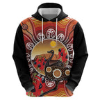 Sturt's Desert Pea And Emu Australia Hoodie Uluru Aboriginal Art
