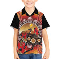 Sturt's Desert Pea And Emu Australia Kid Hawaiian Shirt Uluru Aboriginal Art