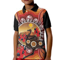 Sturt's Desert Pea And Emu Australia Kid Polo Shirt Uluru Aboriginal Art