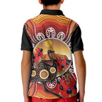 Sturt's Desert Pea And Emu Australia Kid Polo Shirt Uluru Aboriginal Art