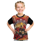 Sturt's Desert Pea And Emu Australia Kid T Shirt Uluru Aboriginal Art
