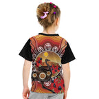 Sturt's Desert Pea And Emu Australia Kid T Shirt Uluru Aboriginal Art