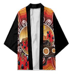 Sturt's Desert Pea And Emu Australia Kimono Uluru Aboriginal Art - Aussie Hoodie
