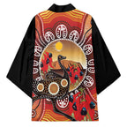Sturt's Desert Pea And Emu Australia Kimono Uluru Aboriginal Art - Aussie Hoodie