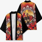 Sturt's Desert Pea And Emu Australia Kimono Uluru Aboriginal Art - Aussie Hoodie