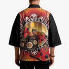Sturt's Desert Pea And Emu Australia Kimono Uluru Aboriginal Art - Aussie Hoodie