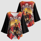 Sturt's Desert Pea And Emu Australia Kimono Sleeve Blouse Uluru Aboriginal Art - Aussie Hoodie