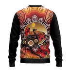Sturt's Desert Pea And Emu Australia Ugly Christmas Sweater Uluru - Aboriginal Art