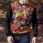 Sturt's Desert Pea And Emu Australia Ugly Christmas Sweater Uluru - Aboriginal Art